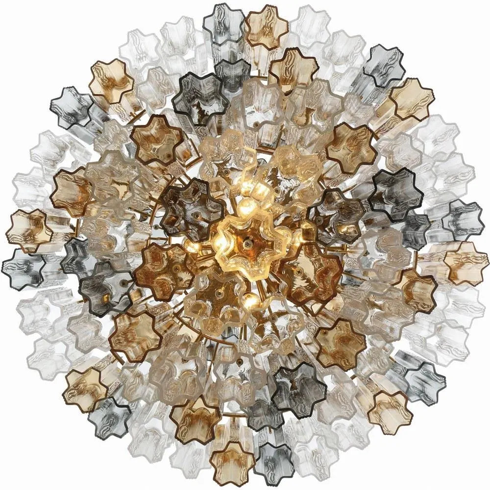 Crystorama Addis Polished Chrome Murano Glass Chandelier - Modern Luxury Pendant Light Fixture for Villa Staircase, Living Room & Hotel