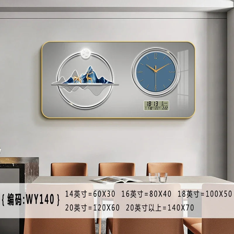 Nordic elk wall clock living room Creative fashion perpetual calendar electronic clock wall atmosphere dining room decoration