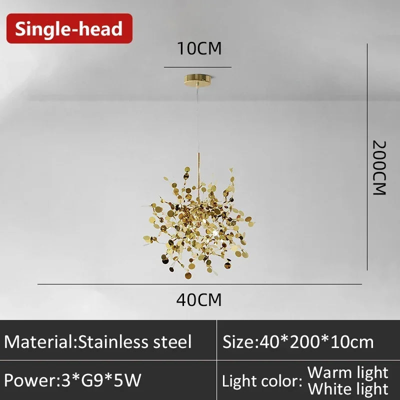 Modern Creative Stainless Steel Chrome Leaf LED Chandrlier Living Room Restaurant Pendant Lamp Display Window Bar Decor Lighting