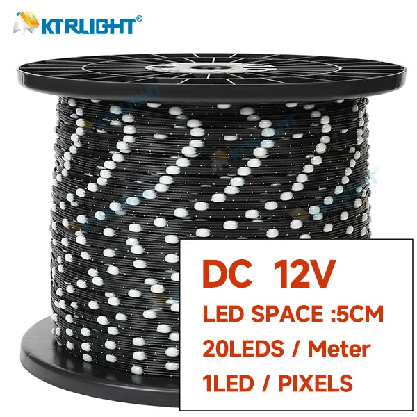 DC12V WS2811 3-Pin Addressable RGB Fairy Lights (IP68 Waterproof) - Black Wire Pixel String for Room & Outdoor Holiday Decor
