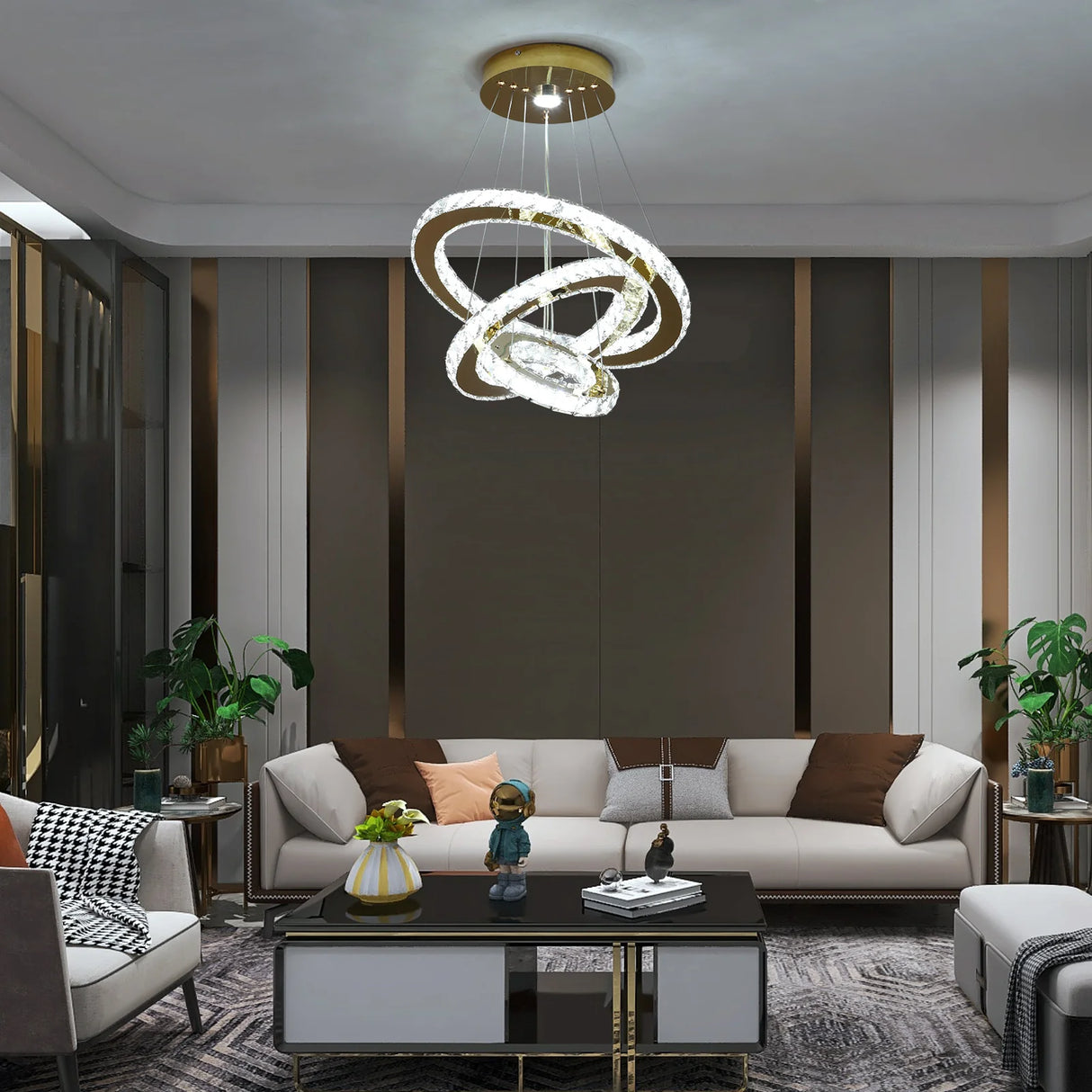 French Luxury Crystal Chandelier - Modern LED Ceiling Light for Living Room