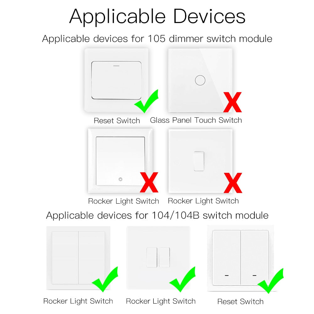Wi Fi Smart Light Dimmer Module / Switch Module Smart Life Tuya APP Remote Control Work via Alexa Google Home 1/2 Way 1/2 Gang