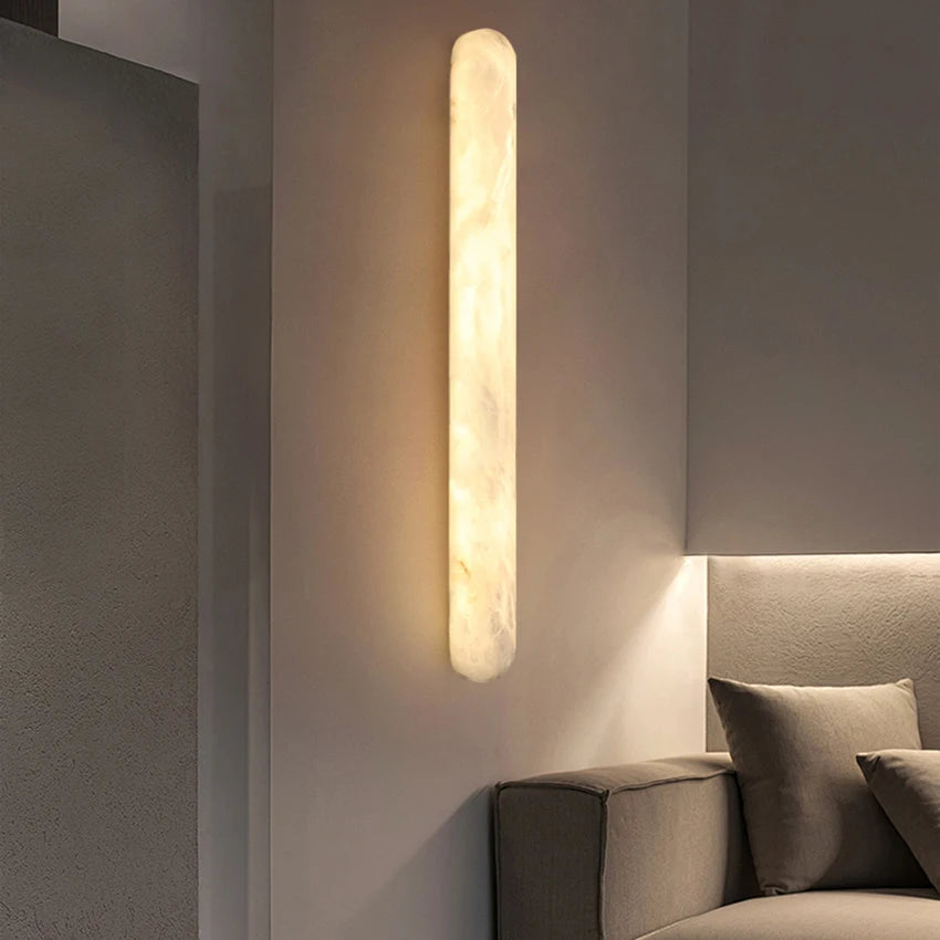 2026 Modern Luxury Natural Marble Wall Lamp - LED Long Oval Stone Sconce