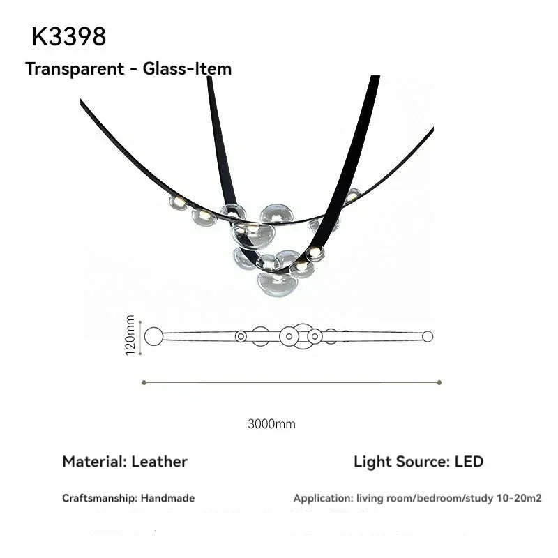 Modern Leather Belt Pendant Chandelier - Minimalist Designer Ceiling Light
