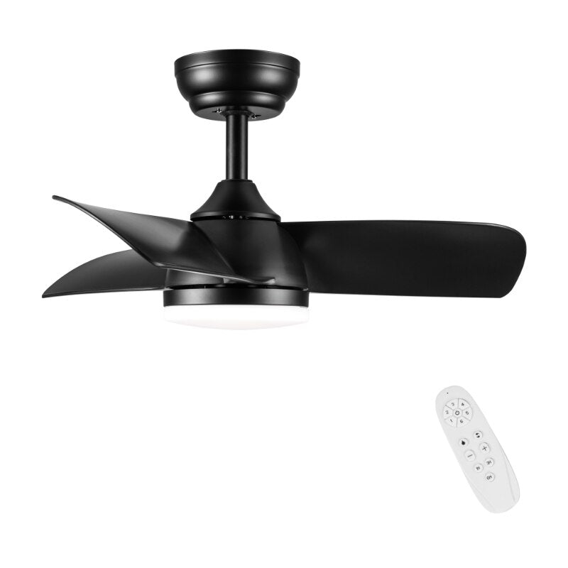 28 In Intergrated LED Ceiling Fan Lighting with Black ABS Blade Black ABS