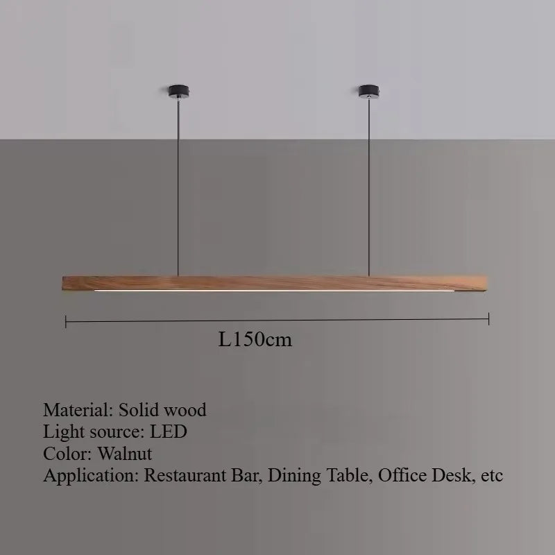 Nordic Walnut Solid Wood Pendant Light LED for Dining Tables, Study Rooms, Bar Counters, Office Desks, Indoor Home Lighting