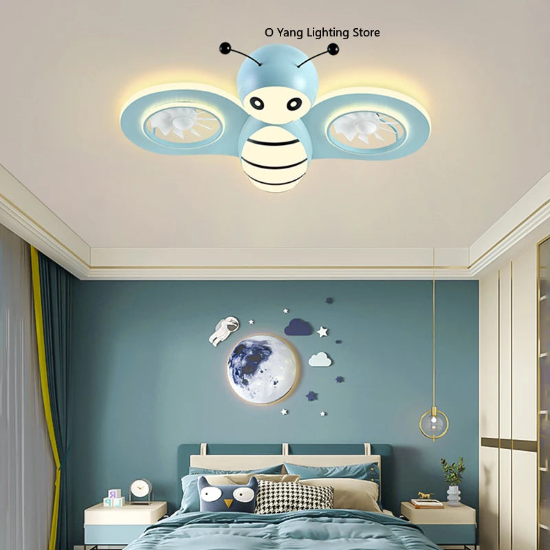New Ceiling Fan Lights, Children's Bedroom Dining Room Ceiling Fan Lights, Ceiling Lights with Led Lights Indoor Lighting