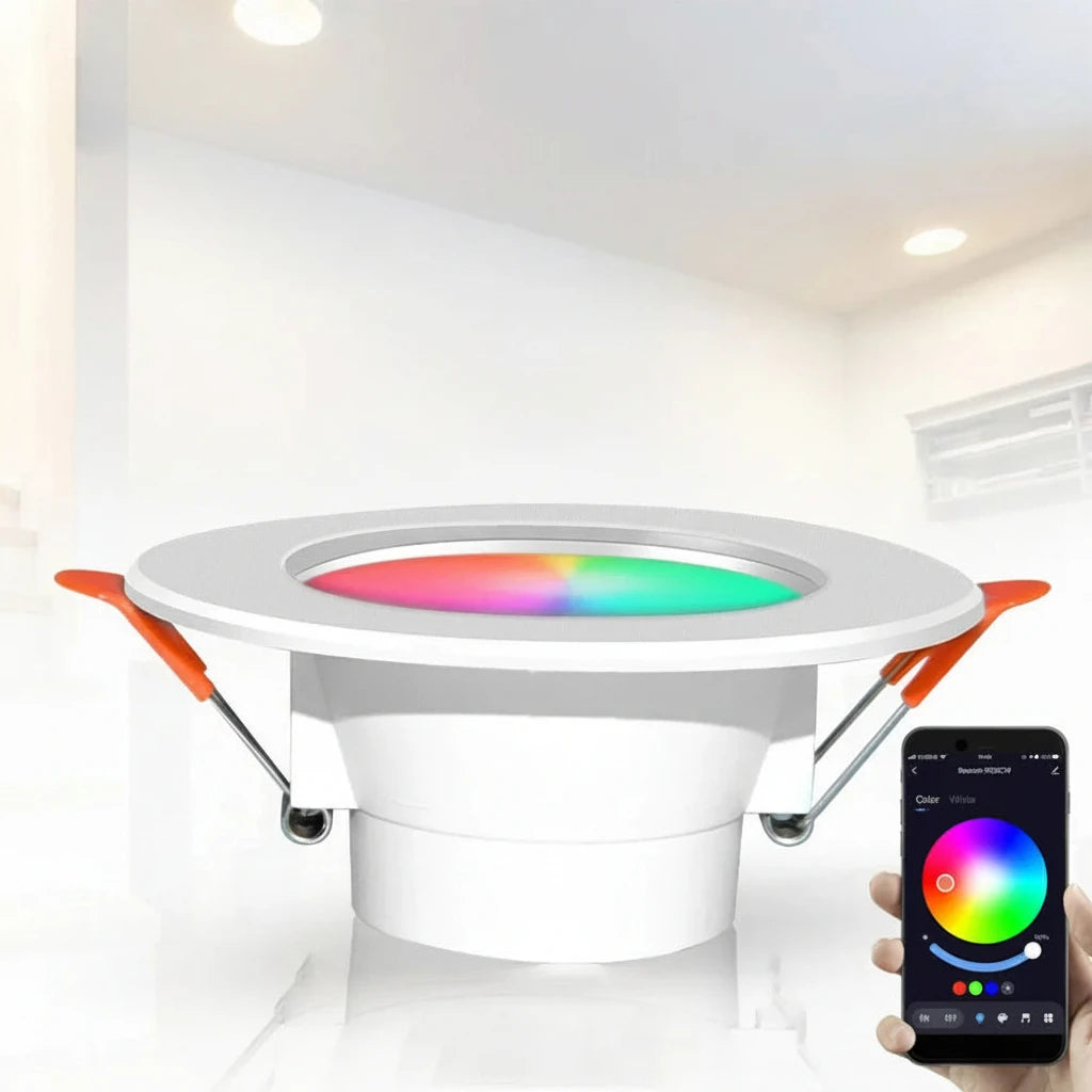 Tuya Smart WiFi 10W RGBCW LED Recessed Downlight (2700K-6500K) - App Dimmable Color-Changing & Tunable White Ceiling Spotlight Compatible with Alexa & Google Home
