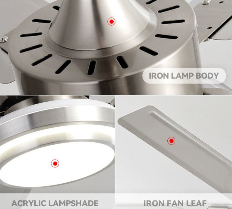 Stainless Steel Ceiling Fan Lightmodern Electric Fan Ceiling LightLED Remote Control Ceiling Fan Light 110v