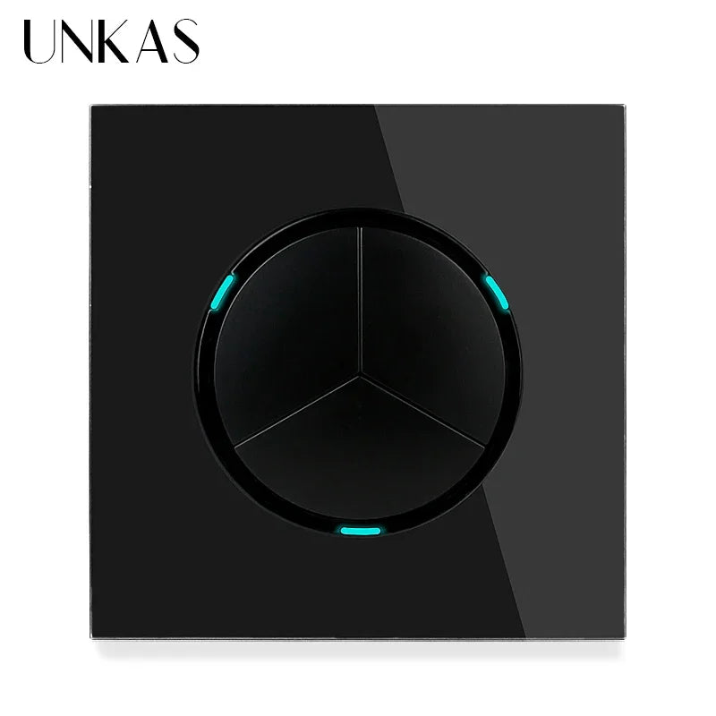 Modern 2-Way Pass Through Light Switch - Gray Glass Panel with LED Indicator