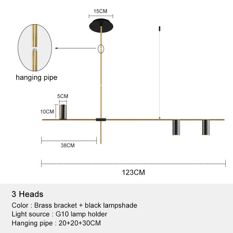 Nordic Modern Longer Chandelier Dining Table Fixtures Black Pendant Lights Restaurant Bar Kitchen Decor Living Room Hanging Lamp