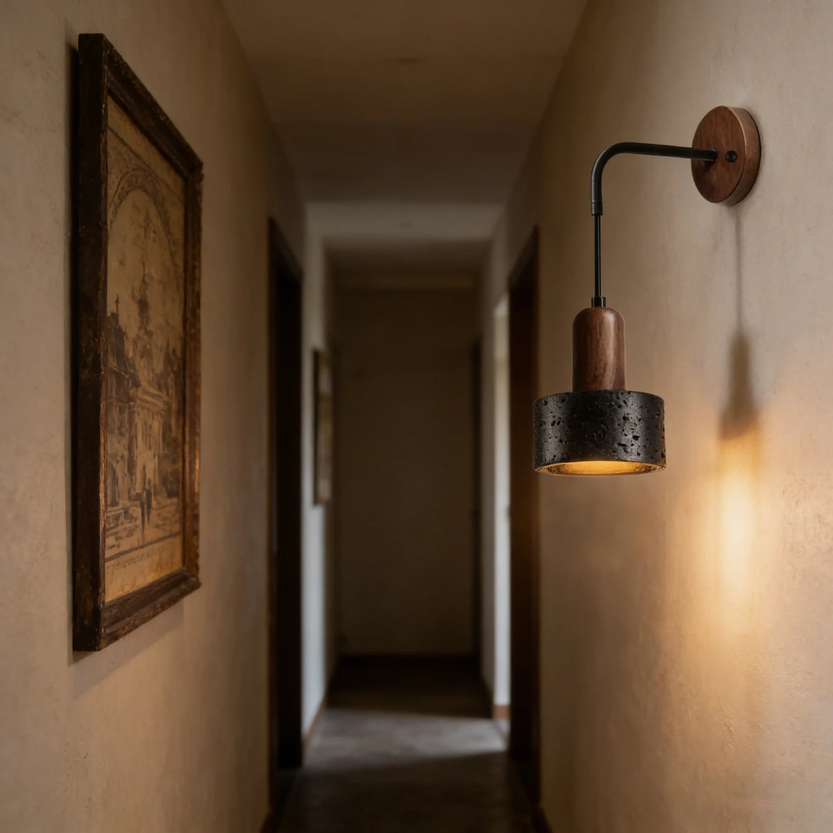 Yellow Travertine Wabi Sabi Black Stone Retro Wall Lamp E27 Bedside Home Decor Light for Bedroom Living Room Corridor
