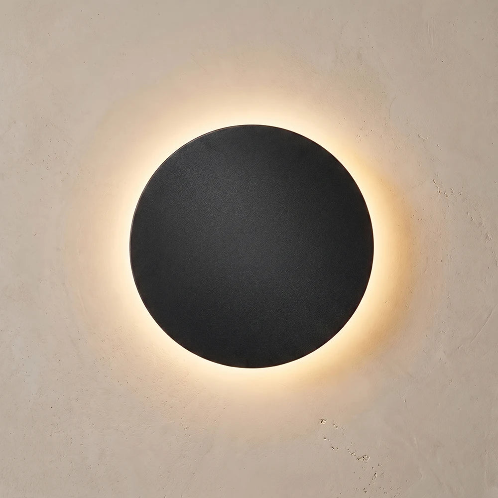 Modern Nordic Round LED Wall Lamp Aluminum Backlit Sconce Light Black White Gold Fixture for Bedroom Hallway Staircase Decor