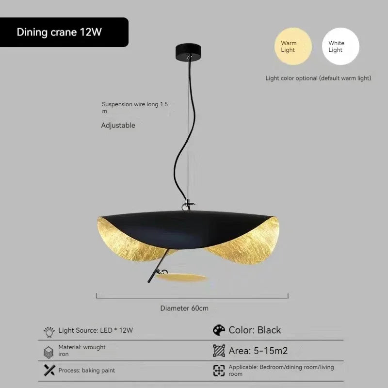 Modern Curved Chandeliers Living Room Restaurant French Hat Art Design Indoor Pendant Lights Home Decoration Eye Protection LED