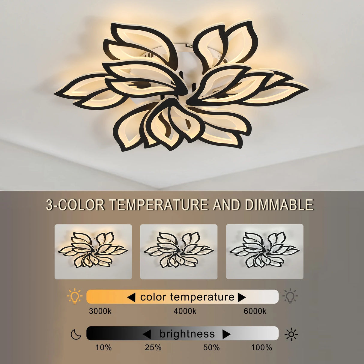 Modern Minimalist LED Chandelier - Black & White Home Indoor Lighting Decor