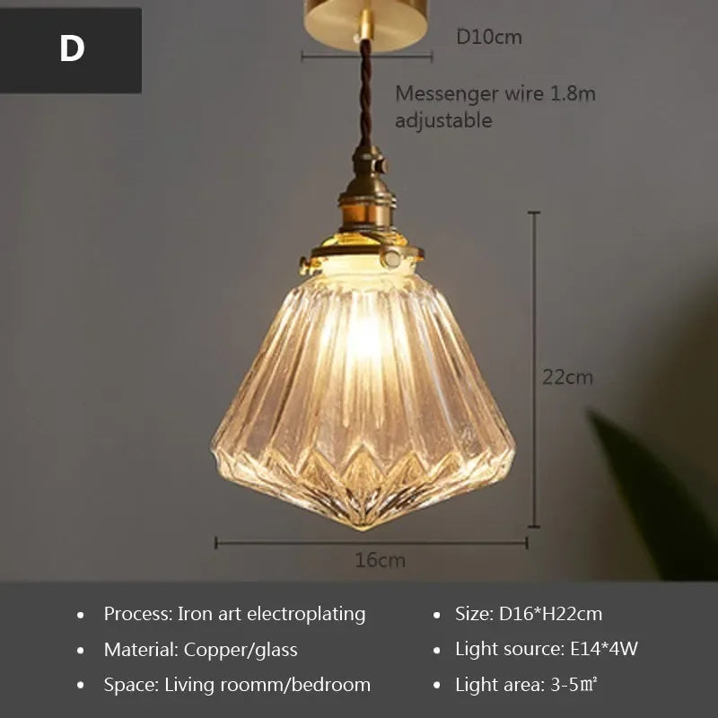 Glass Pendant Light Nordic Dining Room Retro Chandeliers Creative Minimal E27 Transparent Lampshade For Restaurant Lamp Luster