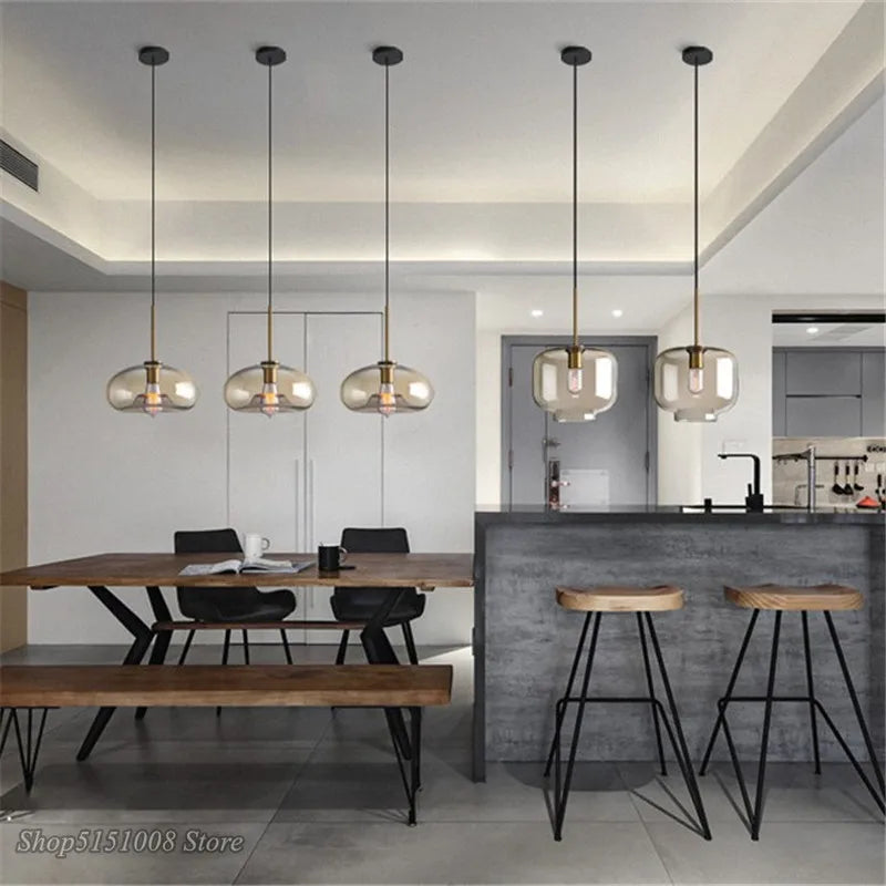 Nordic Glass Pendant Light Modern living room Kitchen Hanging Lamps Lighting Fixtures LED Lamp Home Decor Suspension Luminaire