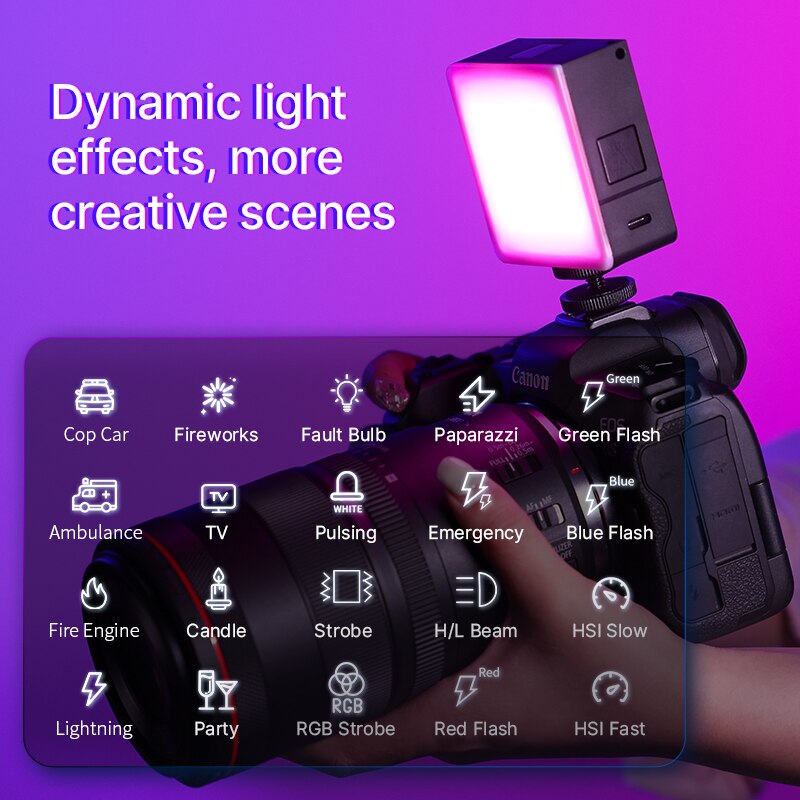 Ulanzi VL49 PRO Mini Selfie RGB Light Atmosphere Lighting 2500K to 9000k For Phone Photography Beauty  Atmosphere Fill Lamp