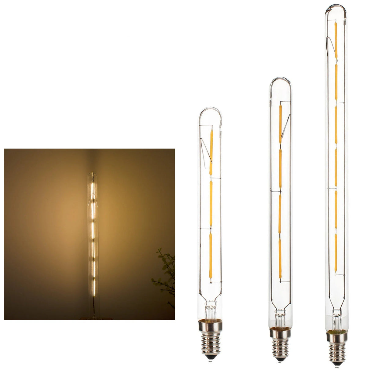 Vintage T20 E14 LED Tube Light Bulb - 3W 4W 6W Retro Filament COB Lamp
