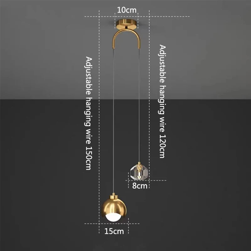 Bedroom Bedside Hanging Pendant Lamp Glass ball LED Chandelier Lighting Ceiling Modern Interior Home Decor Lights Dining Kitchen