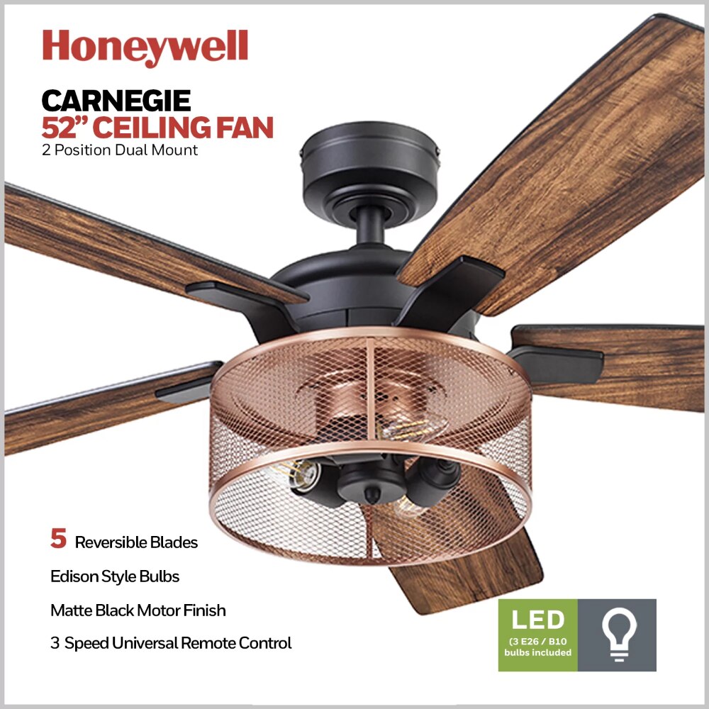 Matte Black and Copper Ceiling Fan with Lights and Remote Control Ceiling Fans with Led Light Home Appliance