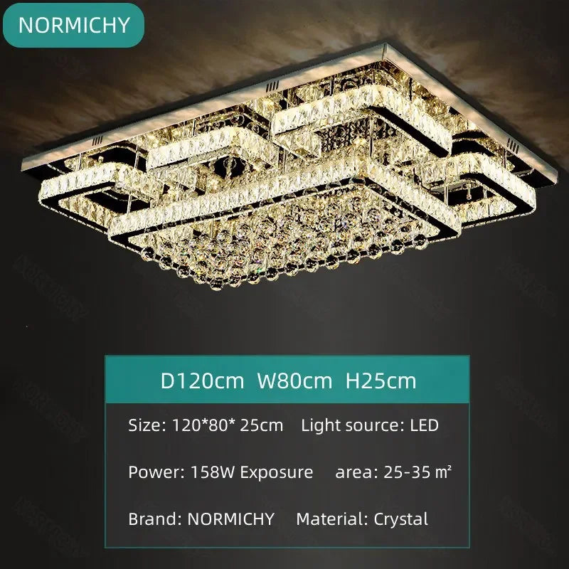 Modern Luxury Crystal LED Chandelier For Living Room Bedroom Dining Room Kitchen Ceiling Lamp Silver Chrome Remote Control Light