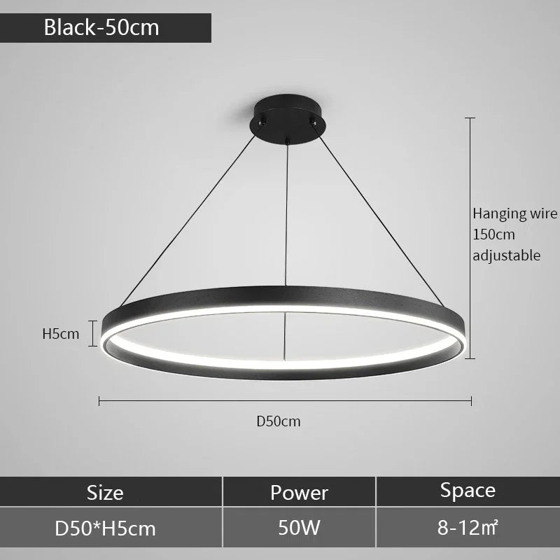 Modern Minimalism Round Ring Led Chandeliers Lighting Living Room Office Lustre Pendant Lights Home Decor Bedroom Hanging Lamps