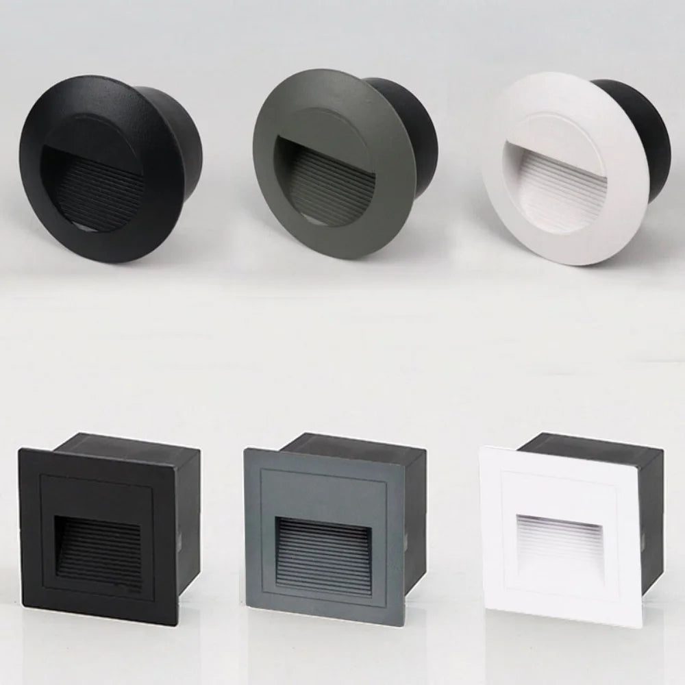 Outdoor Led Stair & Step Light 3W Waterproof Recessed Wall Corner Lamp For Home Landscape Pathway Stairway Garden Yard Footlight