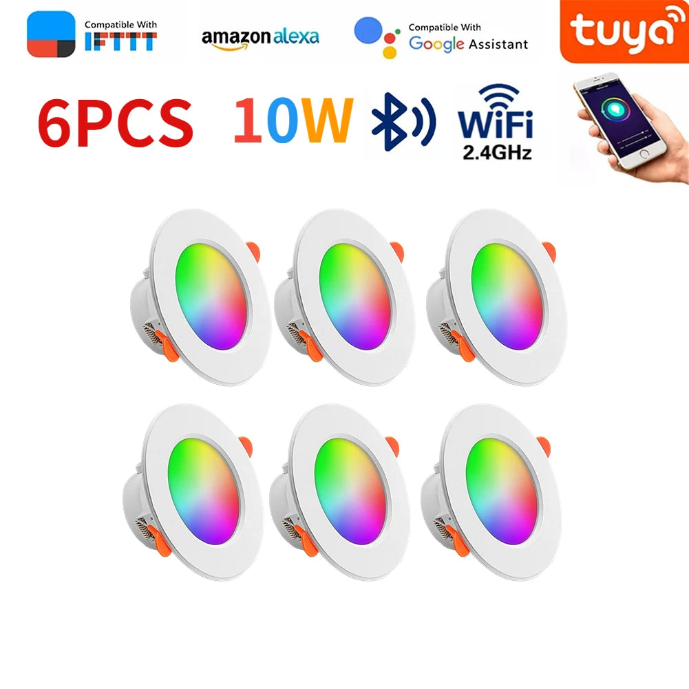 LED Downlight Smart Life Dimming Spot Bluetooth Lamp 10W RGB+CW+WW Change Warm Smart Lamp Work with Alexa Google Home
