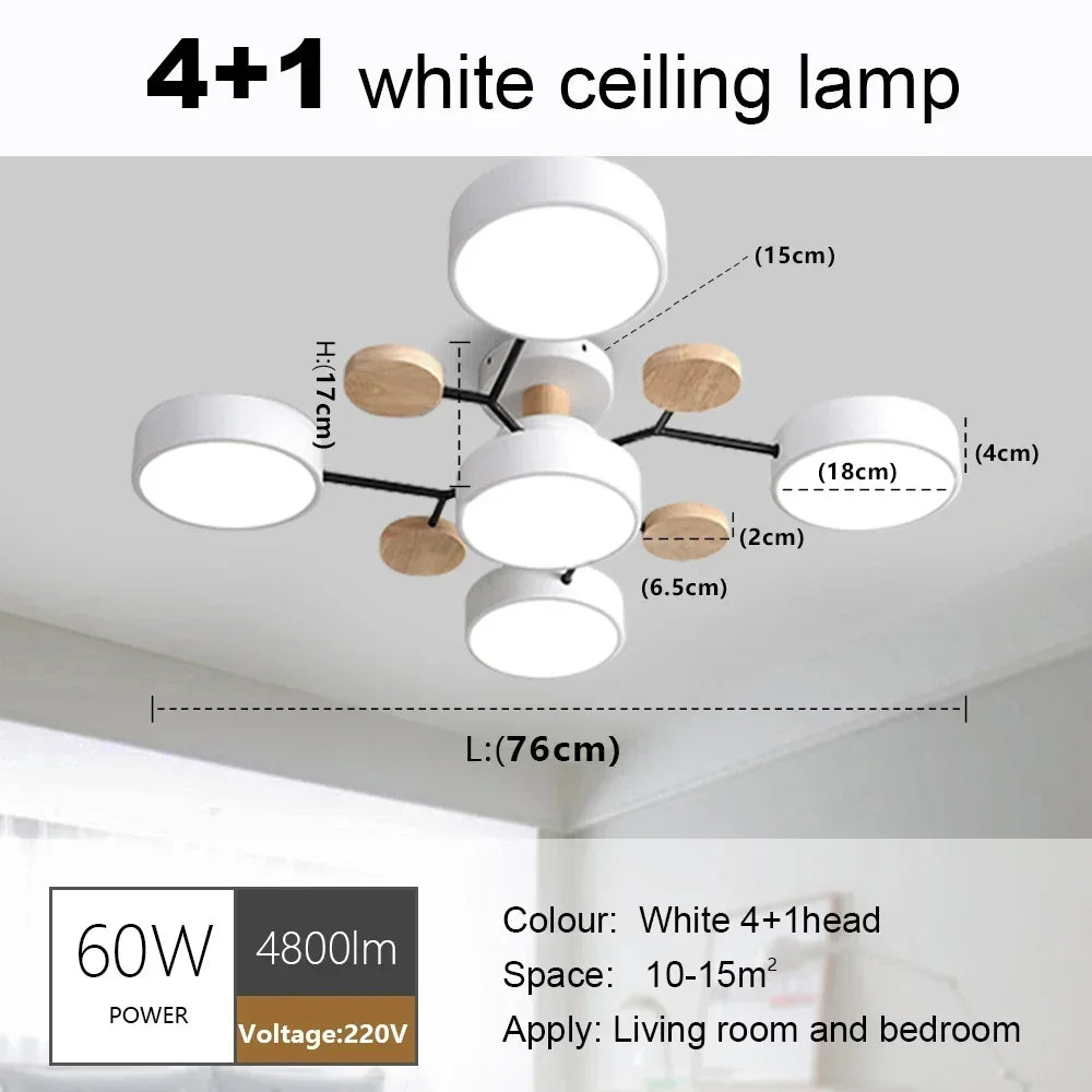 Nordic Creative Macaron Log LED Ceiling Light Bedroom Living Room Chandelie Modern Villa Restaurant Interior Lighting Decoration
