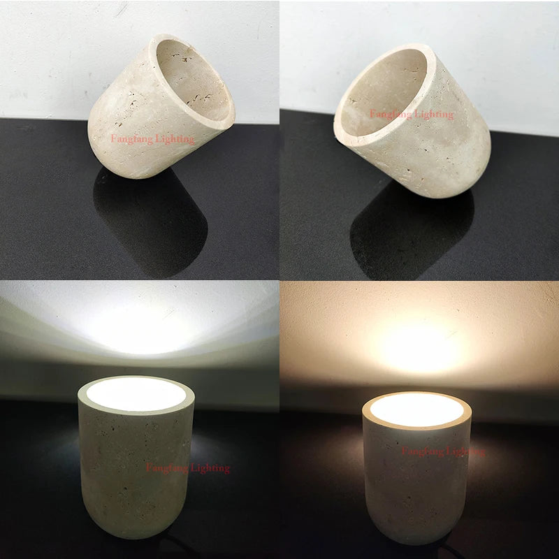 Modern Bedroom Travertine Floor Lamp Natural Yellow Cave Stone Table Lamp Indoor Decor Lighting Bedside Living Room Study E27