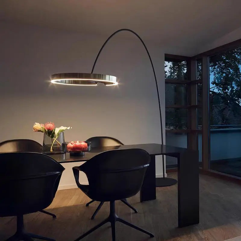 Italian arc floor lamp gold black LED Fishing ring Light Creative Loft Living Room Bedroom Sofa Corner dinner Standing Lamp