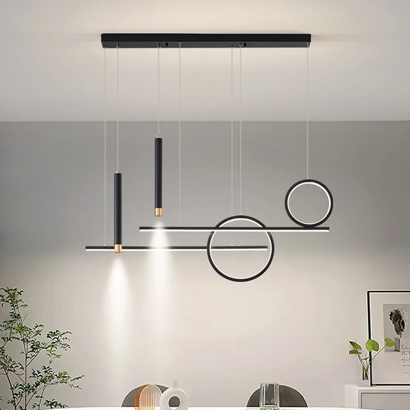 Minimalist LED Hanging Light Fixture - Contemporary Pendant Lighting for Dining Room