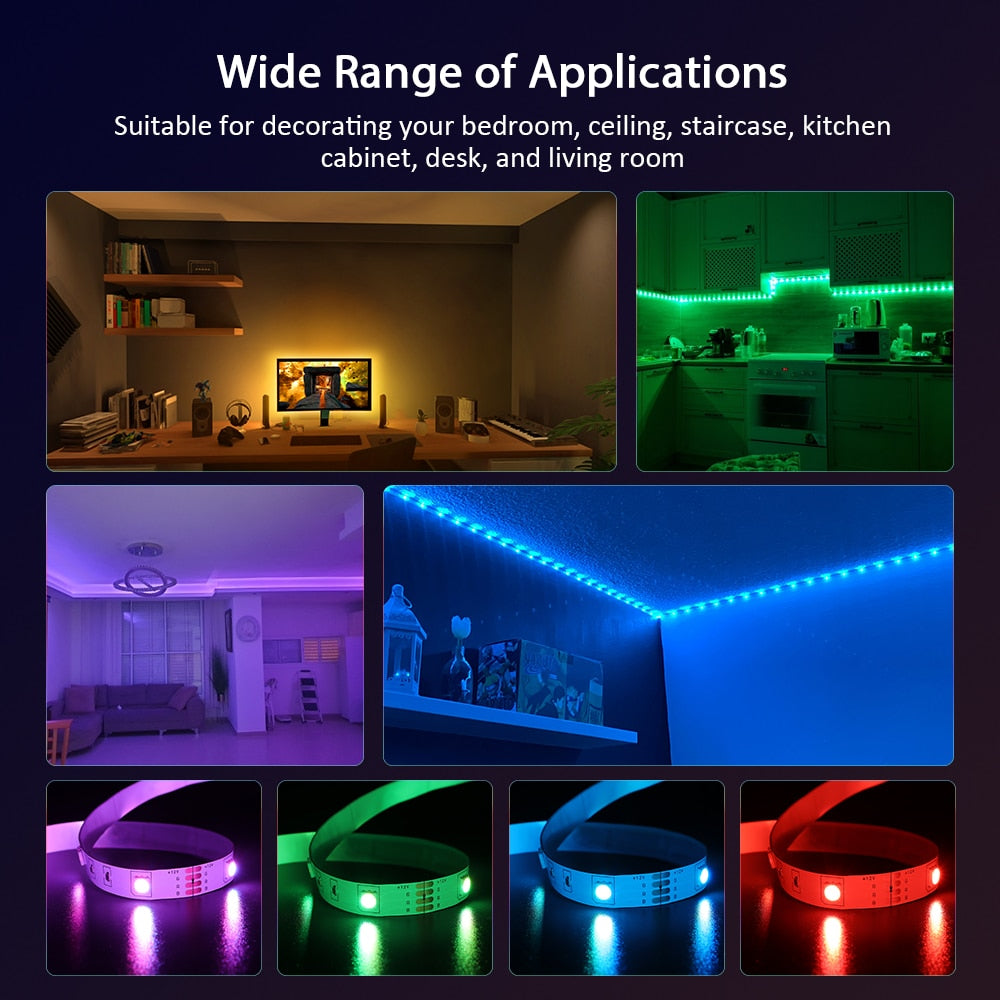 WiFi LED Strip Lights Smart LED Light Strip Compatible with Alexa and Google Home, App&Remote&Voice Controlled Music Sync