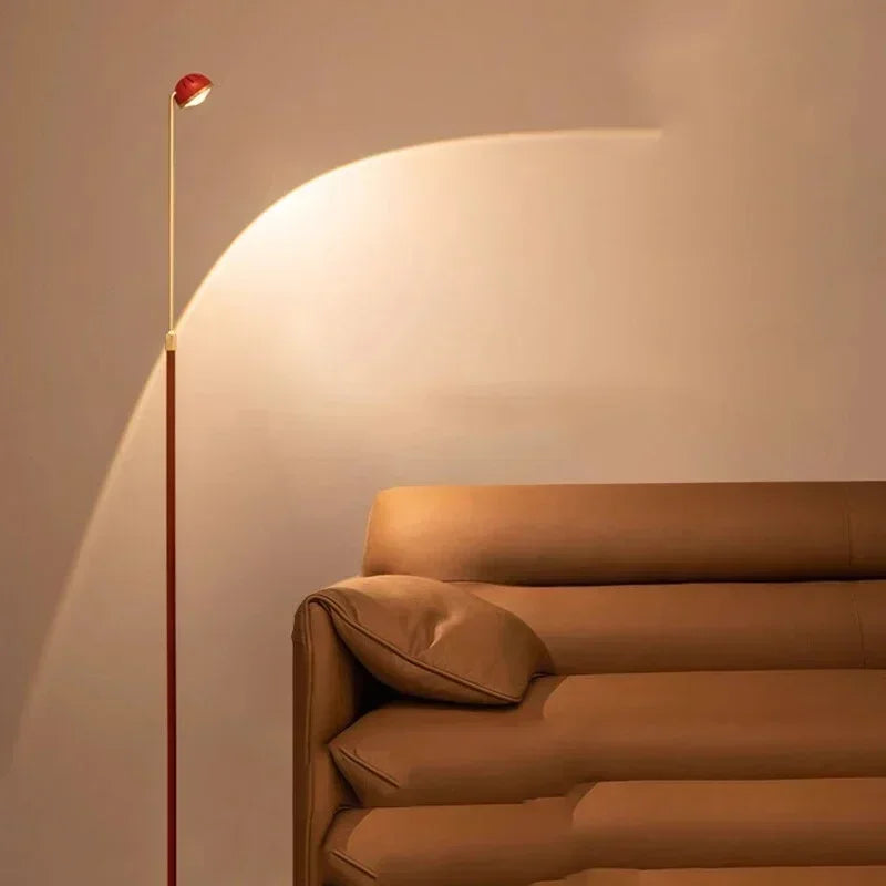 Nordic Designer Postmodern Red LED Home Decor Tall Standing Light Minimalist Metal Height Adjustable Living Room Floor Lamp