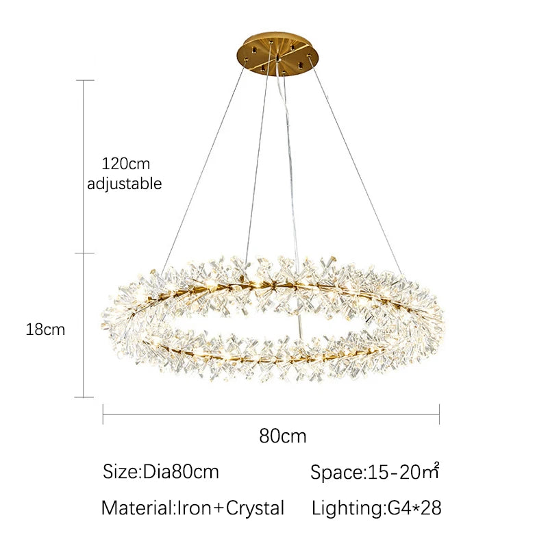 Nordic Modern Ceiling Chandelier Bedroom Dining Living Room Crystal Pendant Lamp Interior Decoration Firefly Garland LED Light