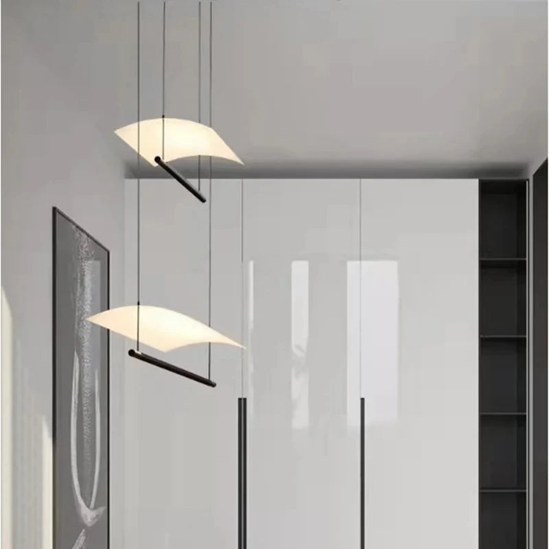 Nordic Minimalist Modern Metal LED Long Pendant Light for Living Room Dining Room Indoor Home Decoration Lighting Fixtures
