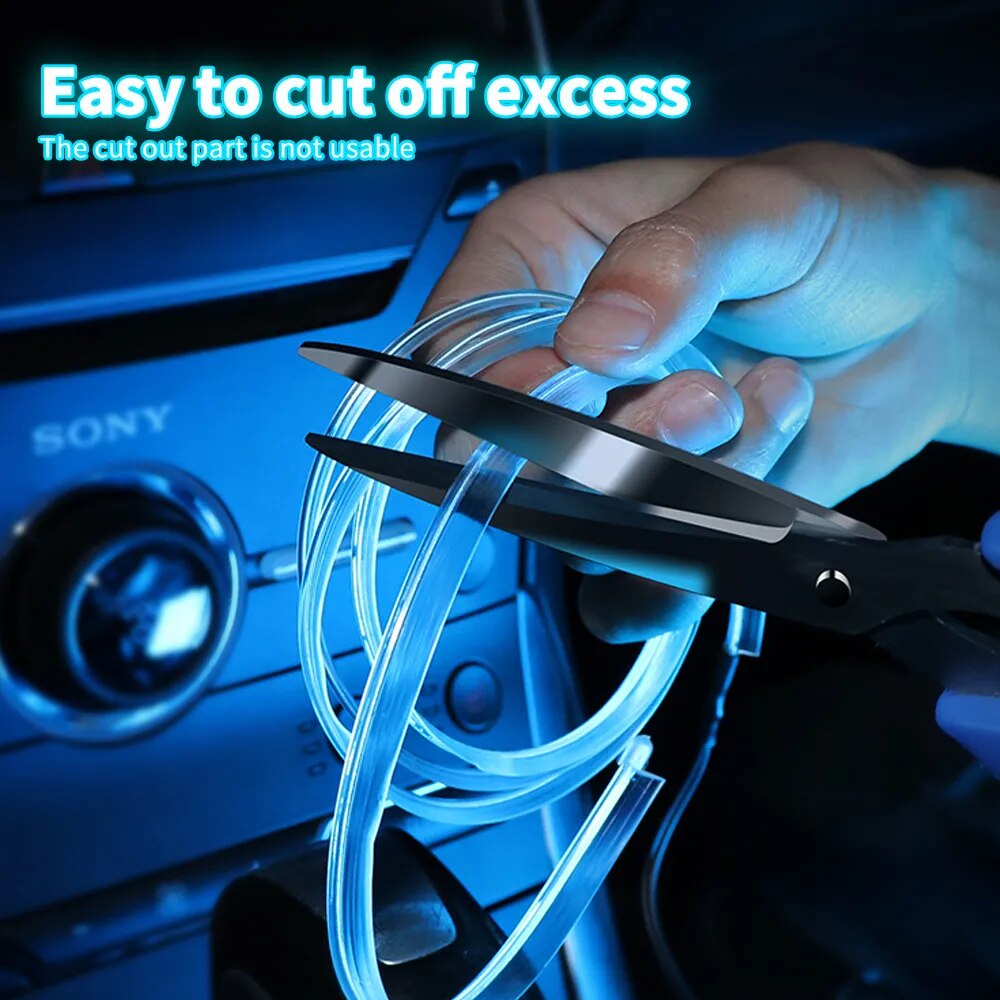 LED Car Light Lamp Flexible Auto Interior Decorative Atmosphere Wire Strip Cold LED Light