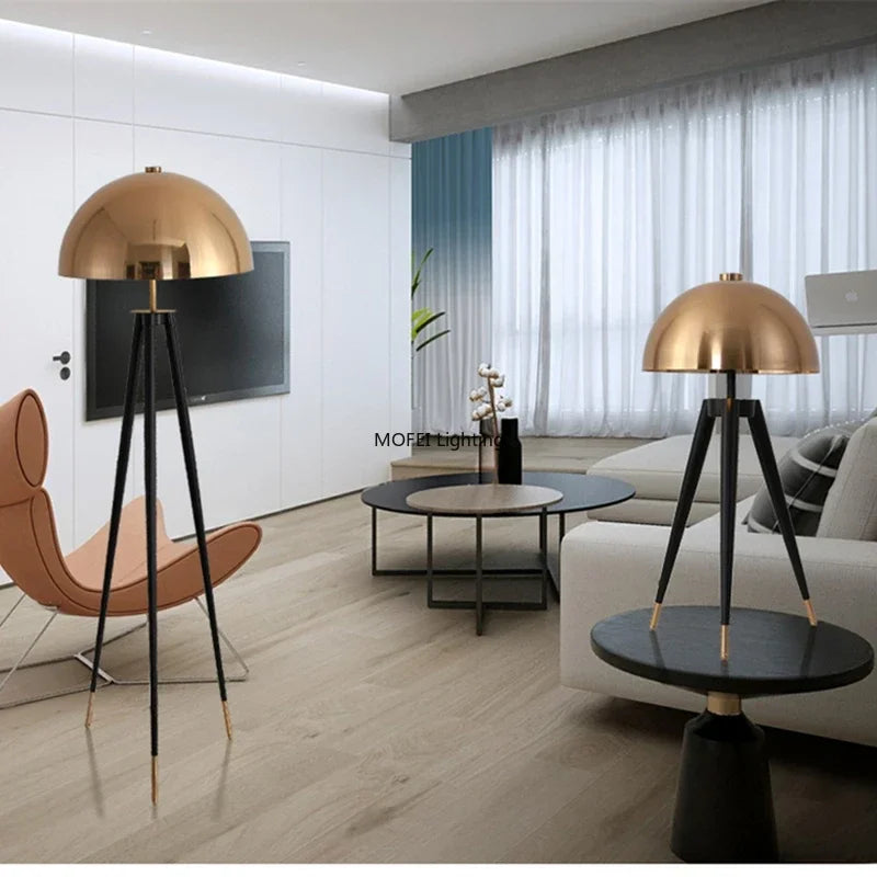 Nordic Postmodern Luxury Retro Art Exhibition Hall Bedroom Living Room Creative Tripod Mushroom Bedside Table Lights Floor Lamp