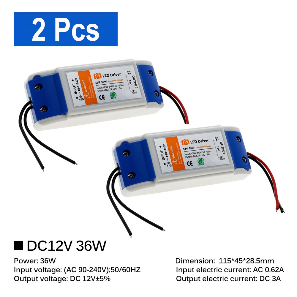 DC 12V LED Driver 18W 36W 72W 100W Lighting Transformers High Quality LED Driver for LED Strip Lights 12V Power Supply Adapter