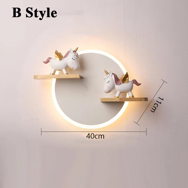 Children Room Doll Display Wall Lamps Ceramic Unicorn Character Bedroom Decoration Sconce Lustres LED Kid Room Night Wall Lights