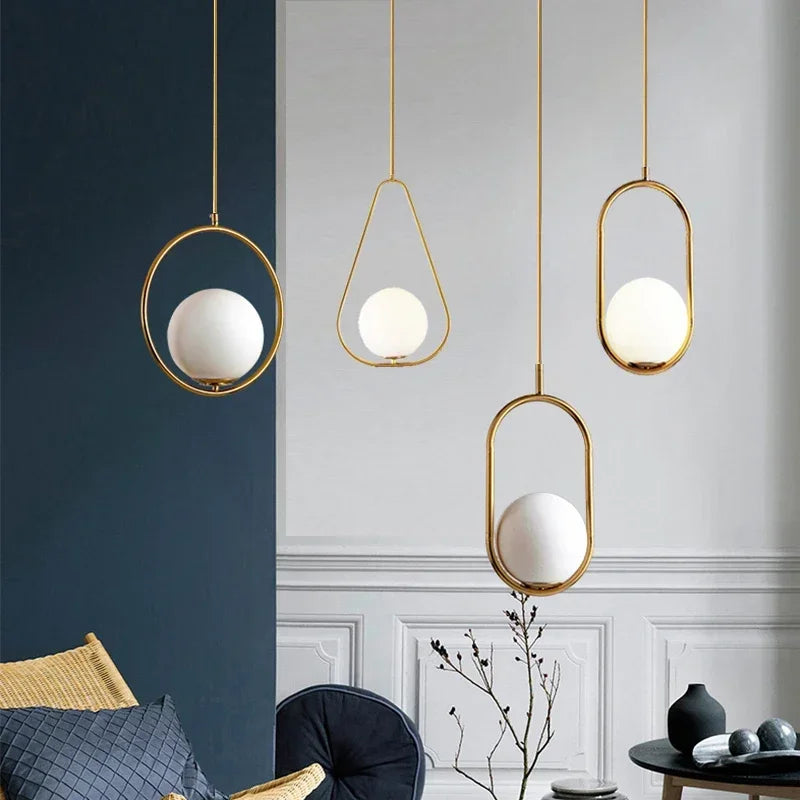 Modern Nordic Glass Ball Pendant Light - Minimalist Hanging Ceiling Fixture for Living Room, Dining Room & Bedroom Decor