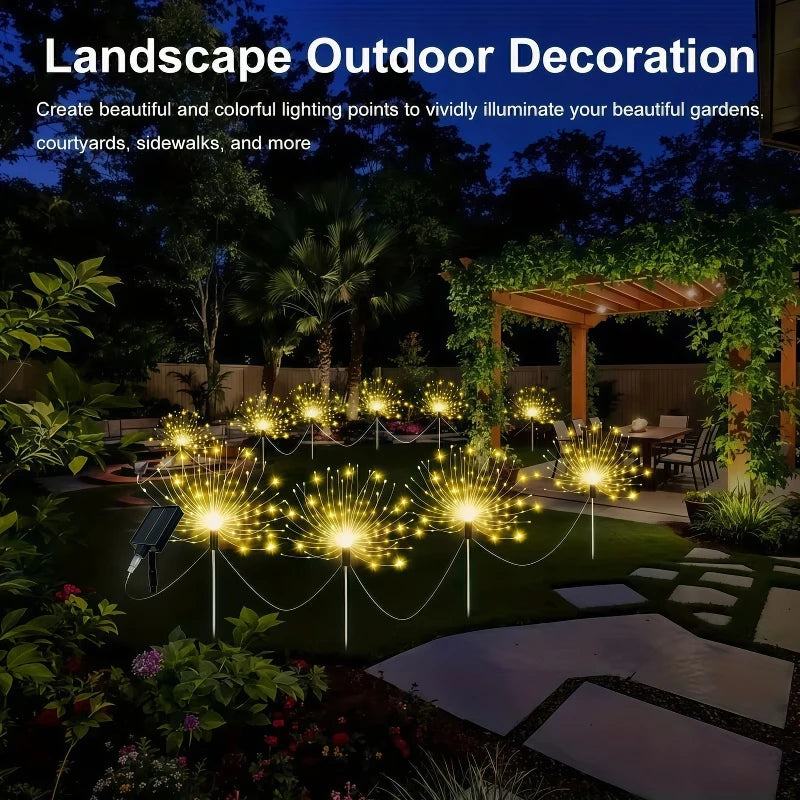 4pcs/6pcs Outdoor Solar Garden Lights Outdoor Solar Smart Firework Lights for Garden Patio Outdoor Holiday Decorations