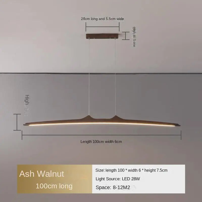 Walnut Restaurant Pendant Light Minimalist Dining Table Vintage Lighting Fixtures Living Room Bar Counter LED Long Chandelier