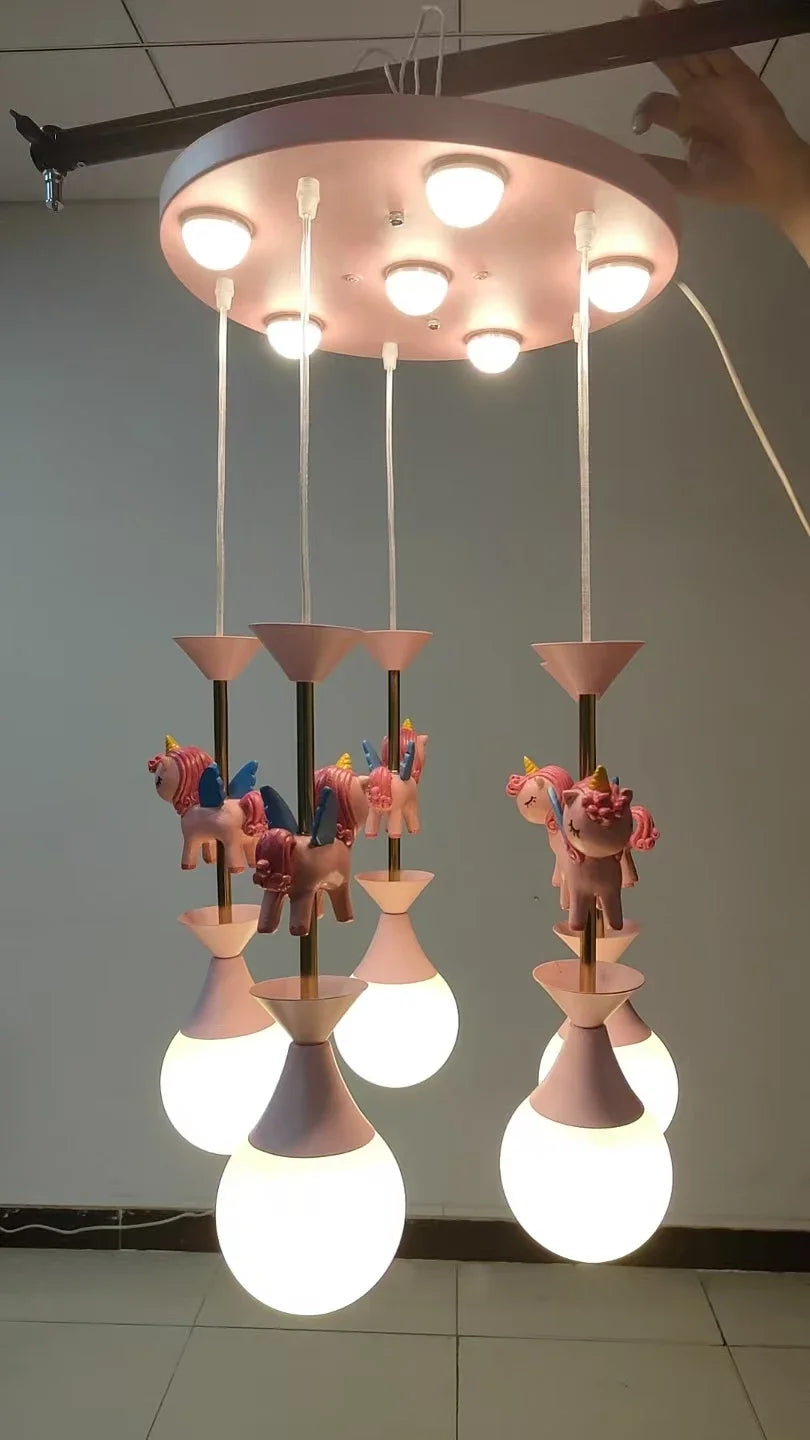 Modern Creative Unicorn Cartoon Pendant Lamp Simple Baby Room Children's Chamber Bedroom LED Eye Protection Ceiling Light