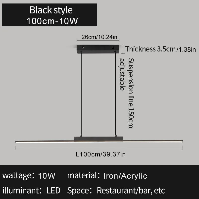 Modern LED Pendant Light 80/100CM For Living Room Kitchen Restaurant Dining Table Bar Indoor Decorative Lighting Hanging Lights