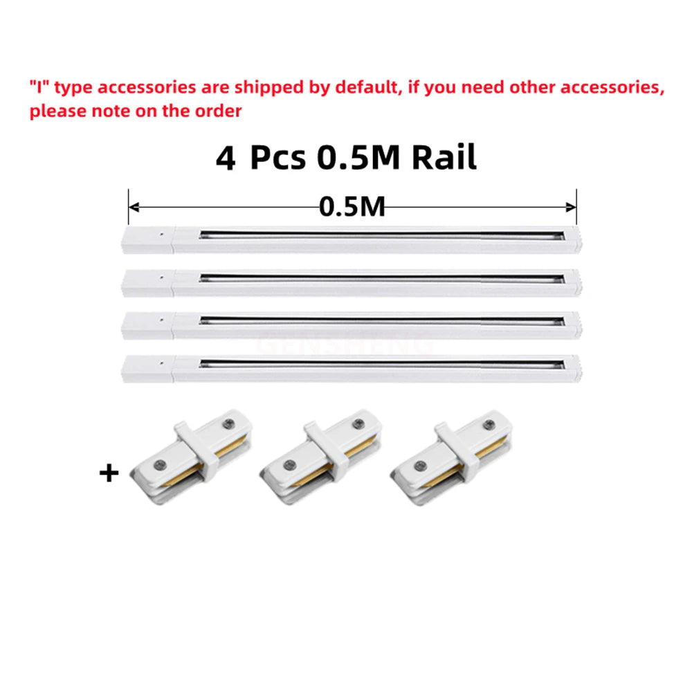 LED Track Light Rail 0.5M 1M Black White Aluminum 2 Wire System Track Light Series Universal Track for Ceiling Spot Lamps