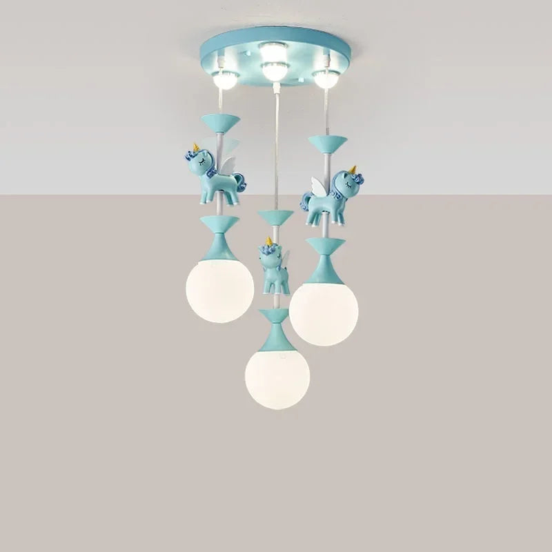 Modern Minimalist Children Room Pendant Light Carousel Boy Girl Bedroom Princess Decorate Creative Lovely Art High-end Warm LED