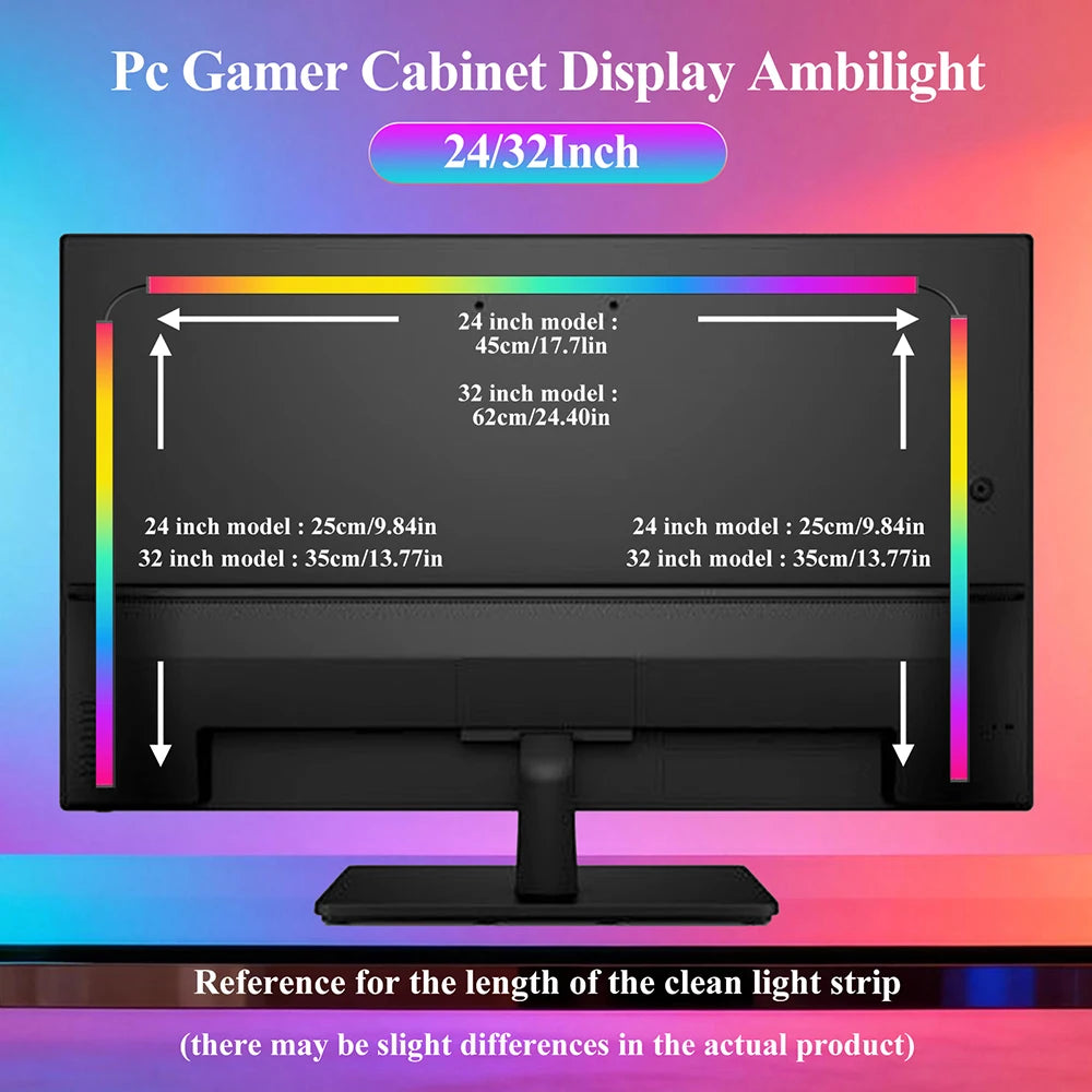 RGB USB Screen Backlight LED Strip Light - Bluetooth App & 24-Key Remote Kit
