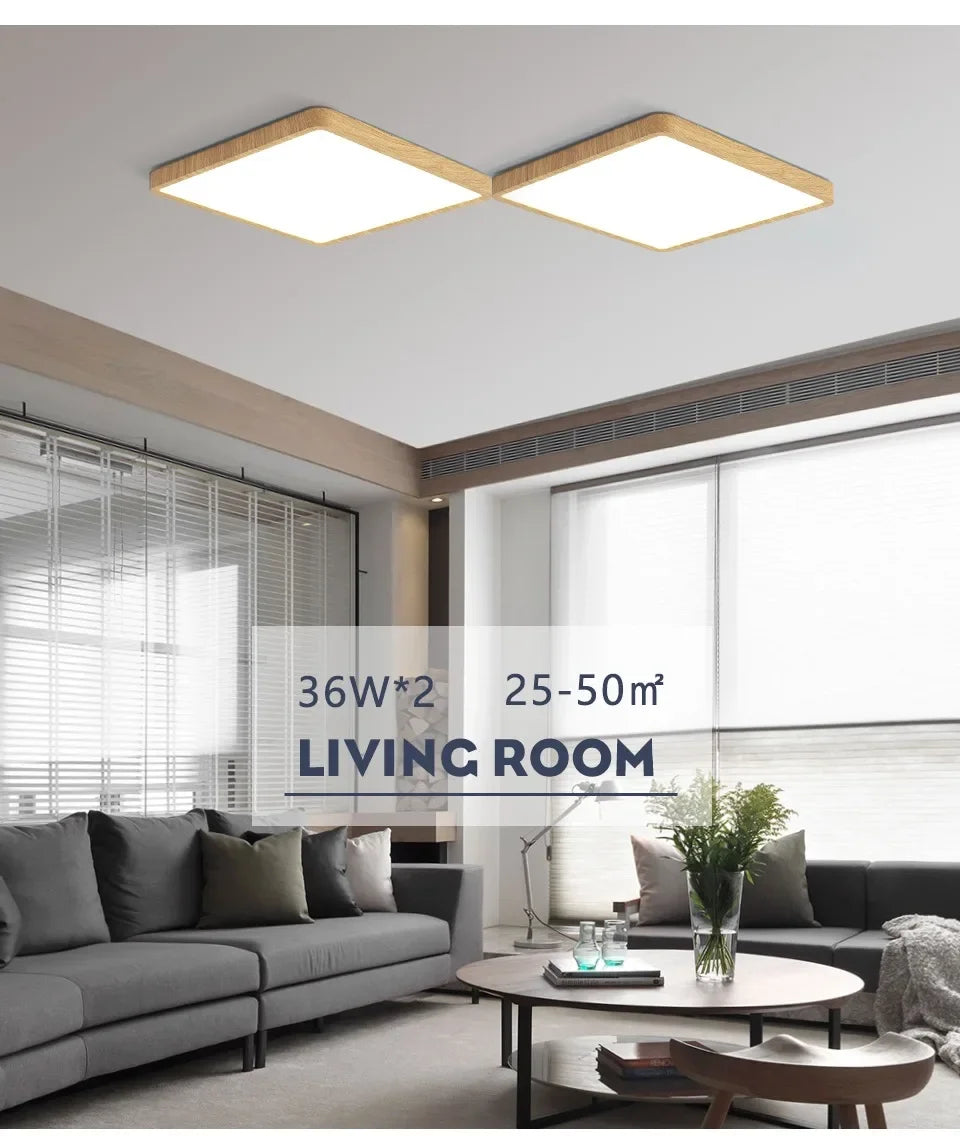 Square LED Ceiling Lights 0.9inch Ceiling Lights 36w 24w Smart Remote/App Voice Control Alexa/Google Control Large Living Room